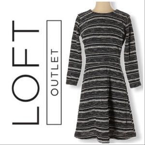 LOFT OUTLET 3/4 Sleeve Heavy Striped Dress